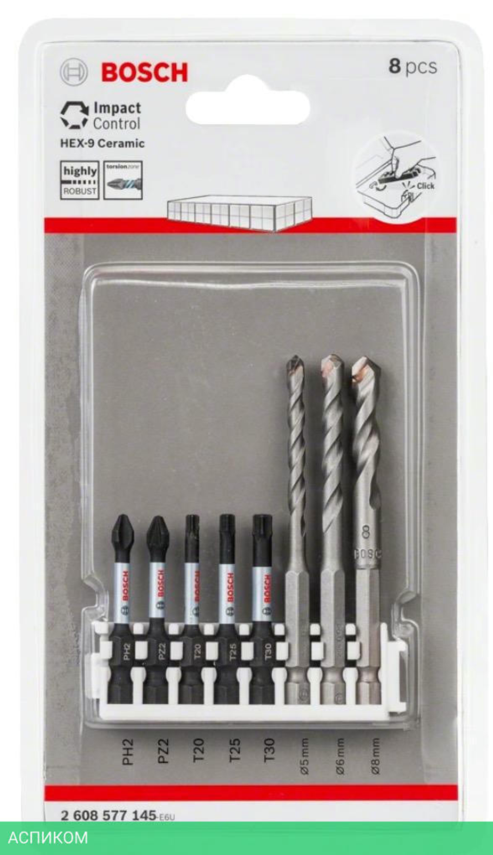Набор ударных бит и сверл Bosch Impact Control Hex-9 Ceramic 2.608.577.145
