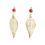 Серьги листья Ester Bijoux Вишня OR1194/31- G BR/R