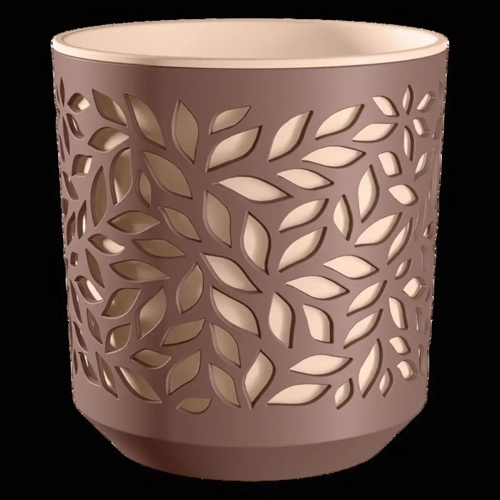 Кашпо для цветов пластиковое 1,25л d-16,2см «Leaves» Мокко/Пудра