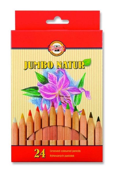 Карандаши цветные неокрашенный корпус jumbo NATUR 2174, 24 цвета