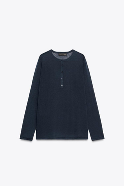 ZARA ОДНОТОННЫЙ ТРИКОТАЖНЫЙ ДЖЕМПЕР, МОРСКОЙ СИНИЙ