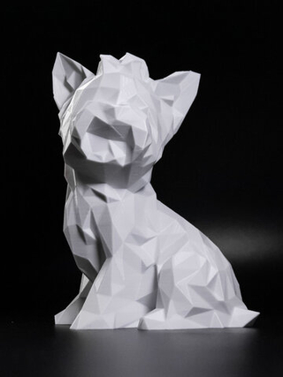 Статуэтка собаки породы Йорк (York dog) полигональная 21 см., 3D печать, белы