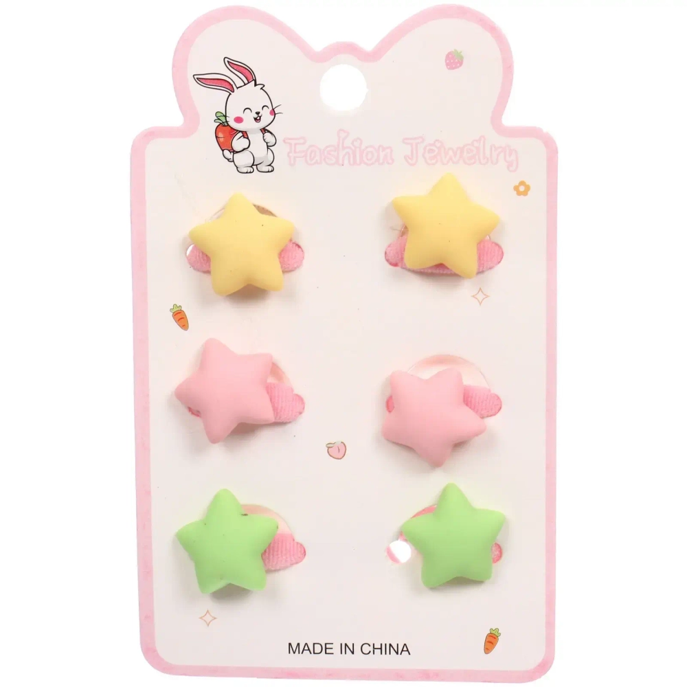 Резинки для волос детские 6шт «БАМБИ БУМ Маттэ», Звёздочки, микс 6 цветов, d-2.см/12*7.5см