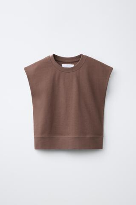 ZARA ОДНОТОННАЯ ФУТБОЛКА HEAVY WEIGHT, КОРИЧНЕВЫЙ