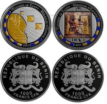 Набор из 2 монет 1 000 франков 2012 Бенин «Чудеса Египта»