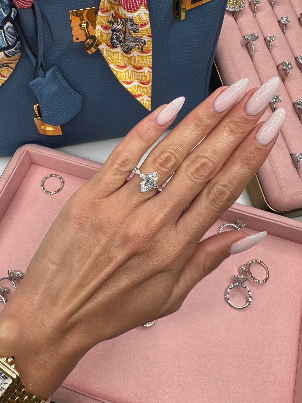 Кольцо с бриллиантами Маркиз 3 ct