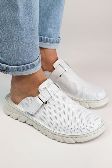 03 | "Duki" | Белые женские медицинские сабо натуральная кожа