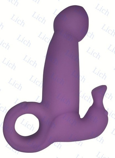 Фиолетовый вибратор с клиторальным стимулятором и 5 режимами вибрации