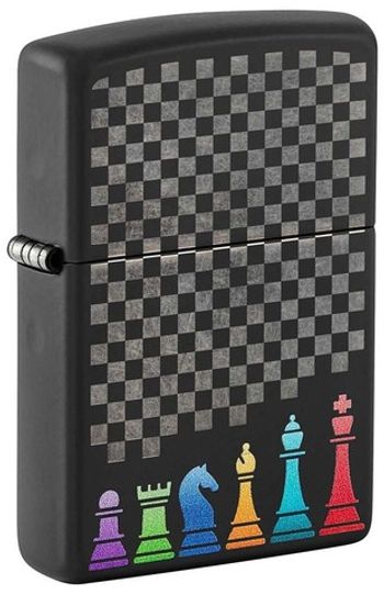Зажигалка Zippo Chess Pieces с покрытием Black Matte (48662)