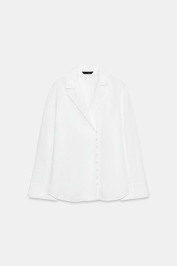 ZARA РУБАШКА С ПУГОВИЦАМИ — ZW COLLECTION, БЕЛЫЙ