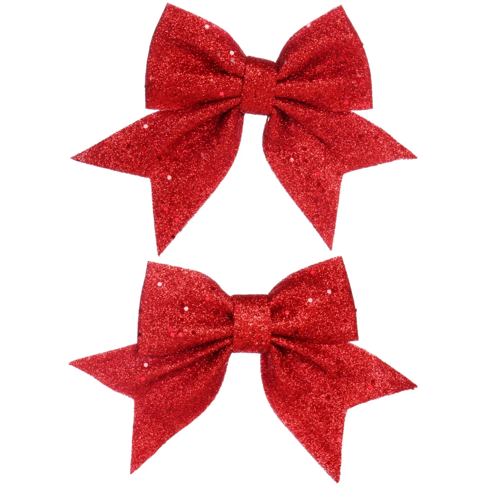 Бант на ёлку «Яркий праздник» 12*14 см (набор 2 шт), Красный