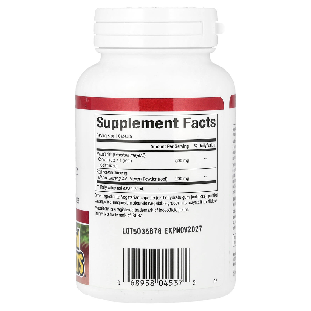 Natural Factors, Maca Rich®, концентрат маки с корейским женьшенем, суперсила, 90 вегетарианских капсул