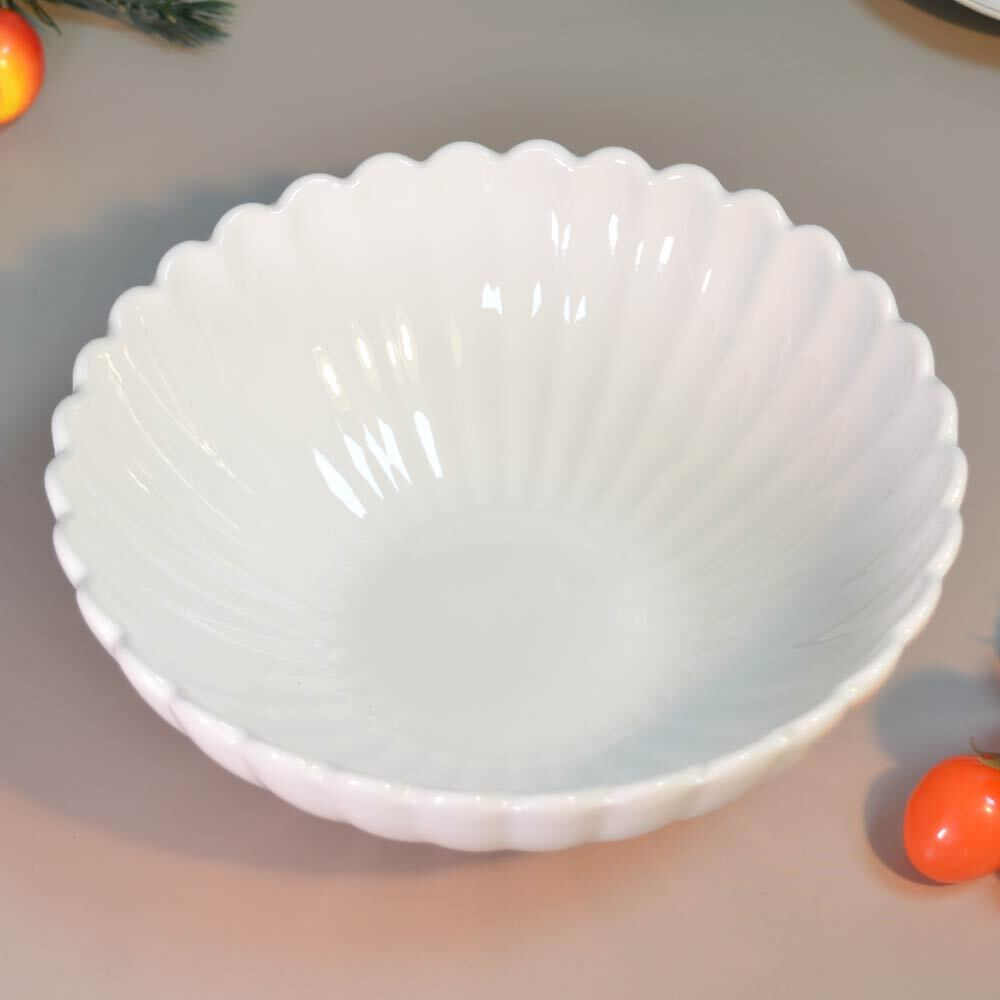 Салатник 22*22*8см Без деколи, форма ребристая, волнистый край, 7124