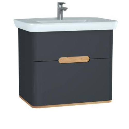 Тумба с раковиной VitrA Sento 80 с 2 ящиками антрацит матовый