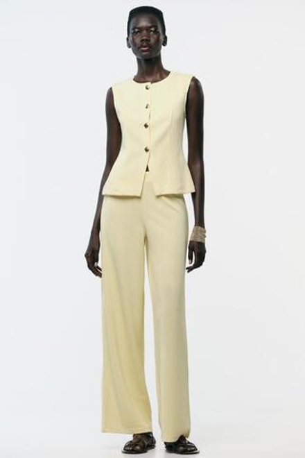 ZARA ШИРОКИЕ БРЮКИ ИЗ ТВИЛА, ЖЕЛТЫЙ