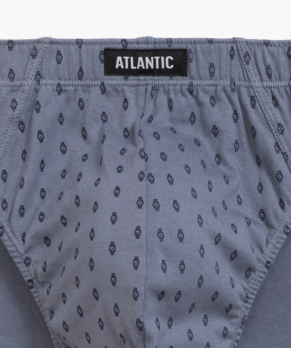 Мужские трусы слипы спорт Atlantic, набор 3 шт., хлопок, темно-синие + голубые + серые 3MP-177
