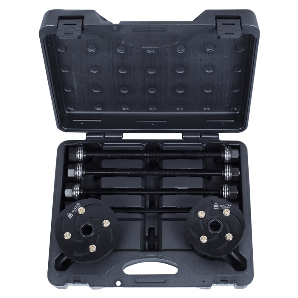 МАСТАК (110-20006C) Набор оправок для монтажа и демонтажа сайлентблоков, 34-82 мм, кейс, 6 предметов