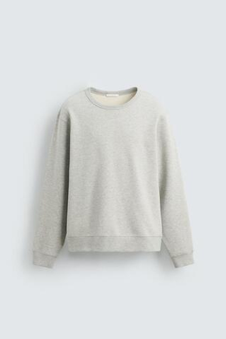 ZARA БАЗОВАЯ ТОЛСТОВКА С КРУГЛЫМ ВЫРЕЗОМ, СЕРЫЙ МЕЛАНЖ