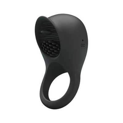 Эрекционное виброкольцо с клиторальным стимулятором - язычком Pretty Love Ring Shaking II (Цвет: черный)