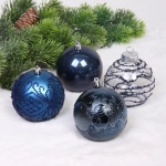 Новогодние шары «Волшебство ночи» 8 см (набор 12 шт), Сапфир