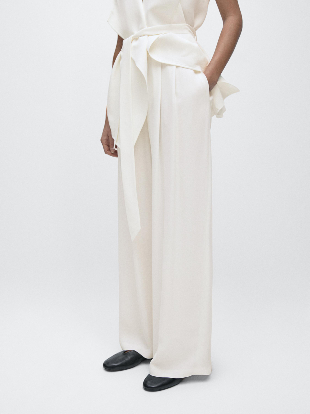 Massimo Dutti Брюки из крепа, белый