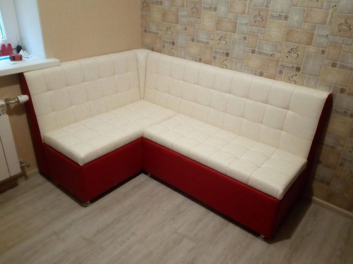 Диван угловой Лофт (бело-красный)