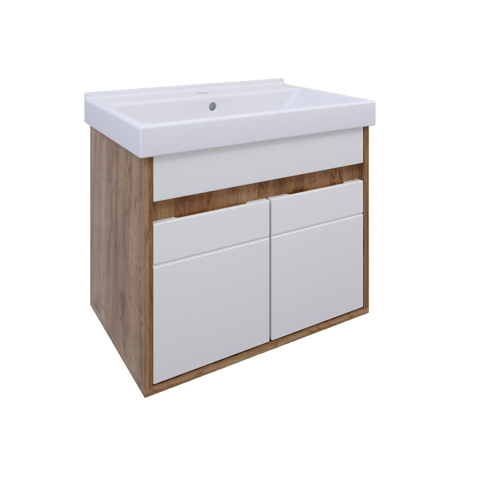 AVK2. Тумба навесная, 2 Двери, 600, коллекция (Ирма, Cersanit Como, Дуб Крафт Золотой, Дуб Крафт Золотой, Молочный глянец)