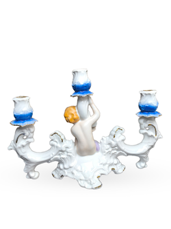 Фарфоровый подсвечник "Ангел Путти" Arpo, Румыния