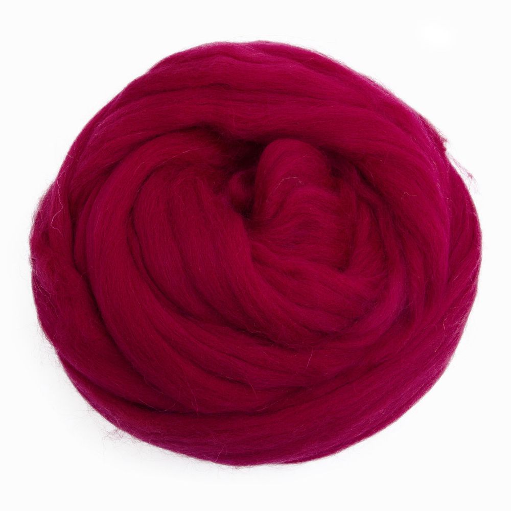 Шерсть для валяния "ТРО", полутонкая шерсть, 100г, св. вишня