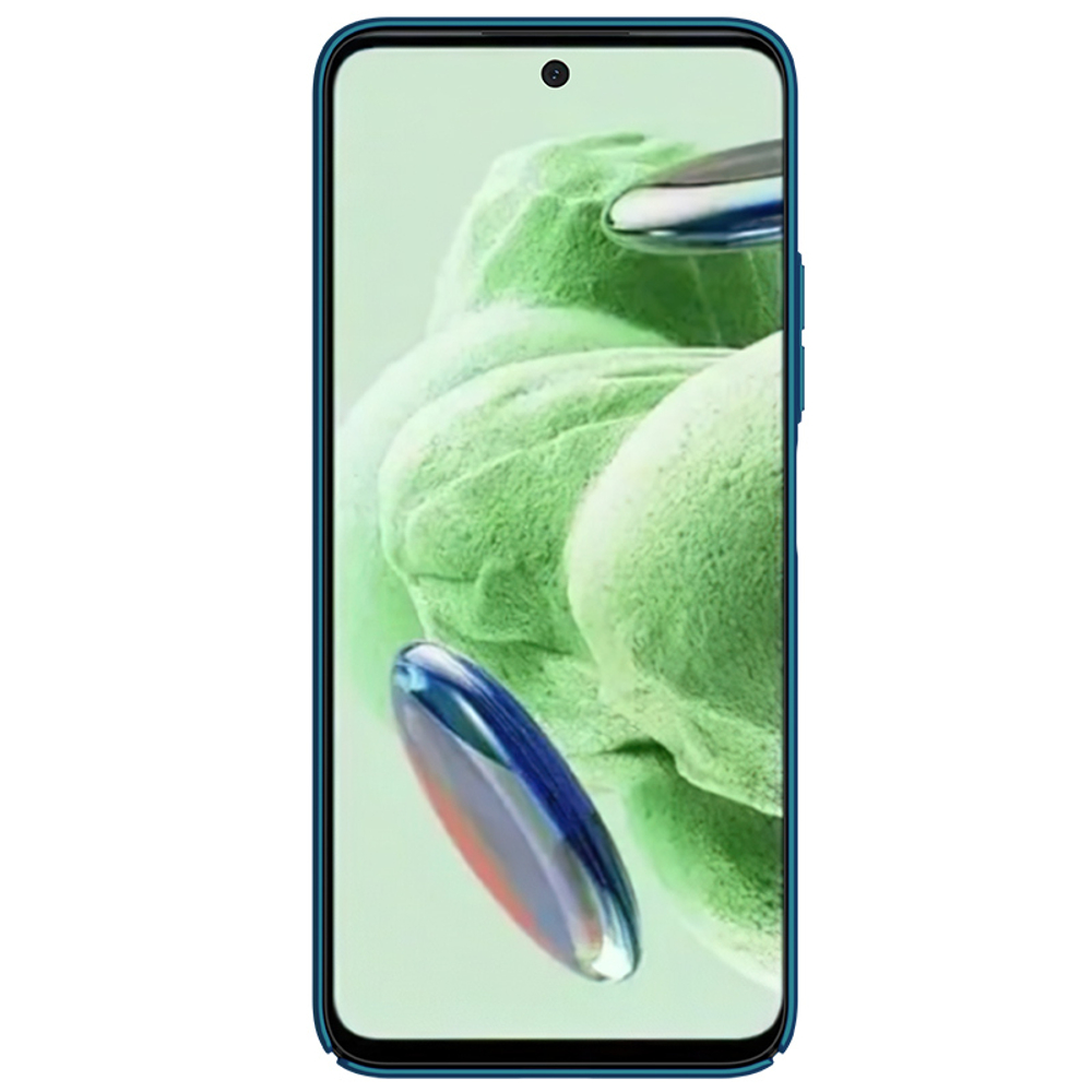 Тонкий чехол синего цвета (Peacock Blue) от Nillkin для Xiaomi Redmi 12 4G, Note 12R 5G и Poco M6 Pro 5G, серия Super Frosted Shield