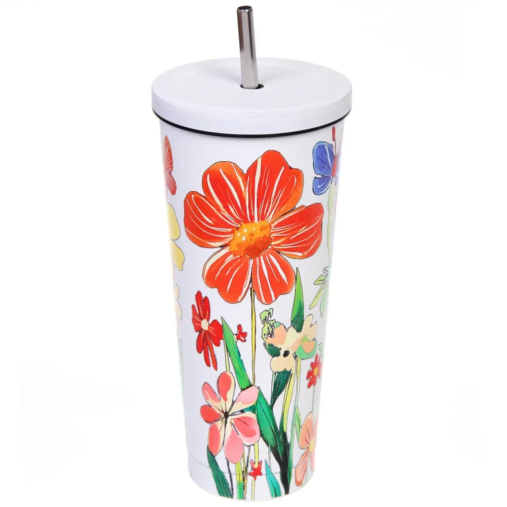 Термокружка 750мл «Лето» с трубочкой