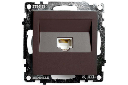 STEKKER Катрин Розетка мех. комп. СУ 1 мест. RJ-45 шоколад GLS00-7107-04 49023