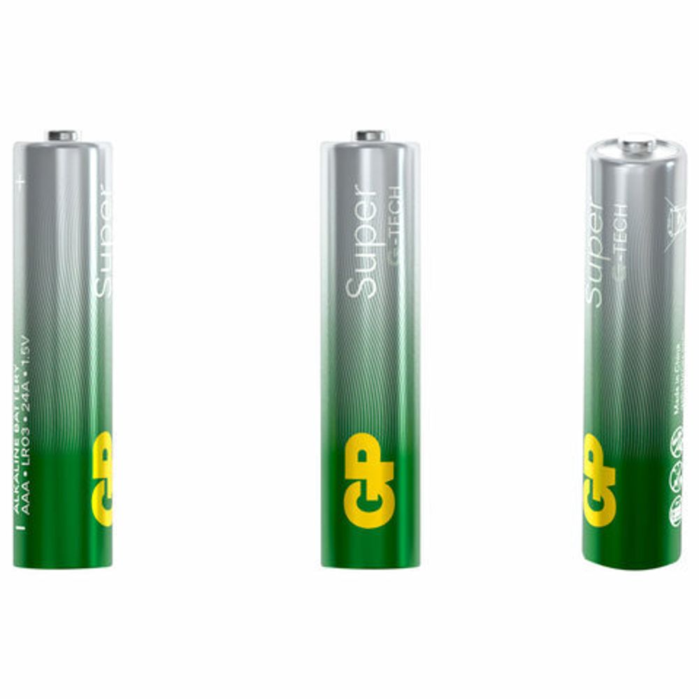 Батарейки КОМПЛЕКТ 4 шт., GP Super, AAA (LR03, 24А), алкалиновые, мизинчиковые, блистер, 24A-2CR4