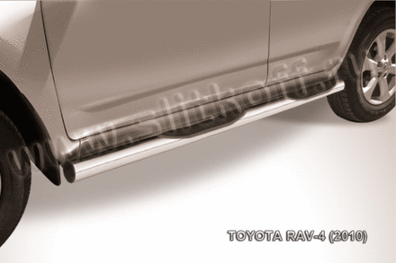 Пороги из нержавейки Toyota Rav-4 (2010-2016) d76 с проступями