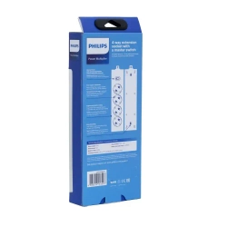 Сетевой фильтр удлинитель Philips CHP2145BB/51 с четырьмя стандартными розетками EU, с заземлением и защитой от перегрузок, 3 м, черный