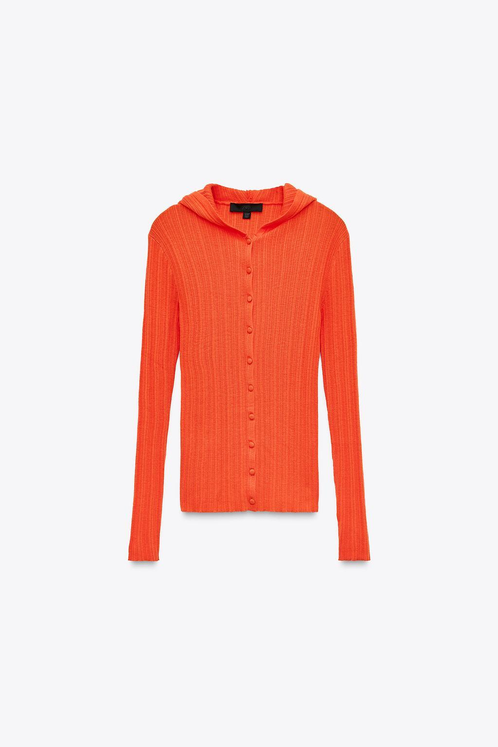 ZARA КАРДИГАН В РУБЧИК С КАПЮШОНОМ, ОРАНЖЕВЫЙ