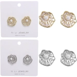 Серьги из гиппоалергенного металла со стразами «ПАЛУМНА», ракушка, цвет золото и серебро, 1,3-dсм