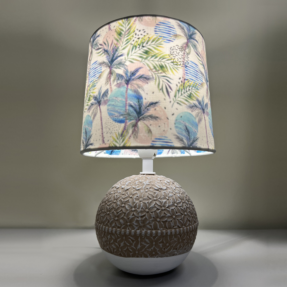 Настольный светильник 1х40Вт Е14, керамика/ткань, бежевый