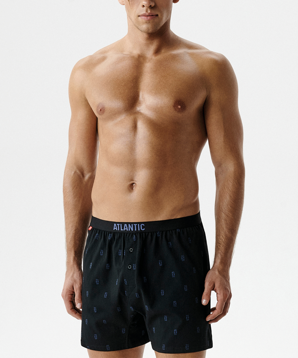 Мужские трусы боксеры Atlantic, набор из 2 шт., хлопок, черный + темно-серый, 2MBX-086