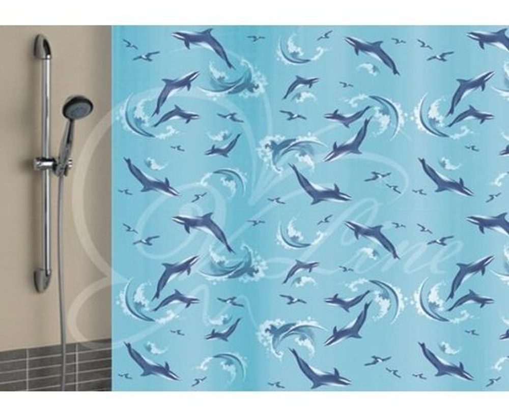 Штора для ванной комнаты ПЕВА 180*180см, однотонная, цвет голубой