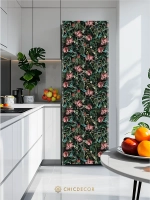 Наклейка интерьерная на холодильник Цветы на темном фоне