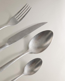 ZARA HOME ВИНТАЖНЫЙ НАБОР СТОЛОВЫХ ПРИБОРОВ( 4 ШТ.), СТАЛЬНОЙ СЕРЫЙ