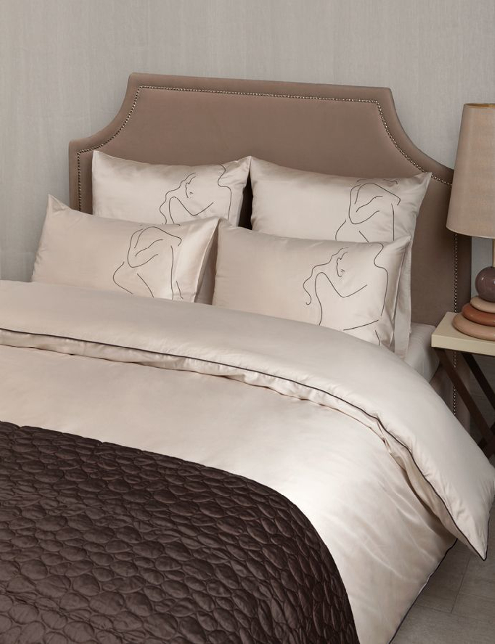 Постельное белье 1.5 спальное Luxberry Etude песочное Португалия