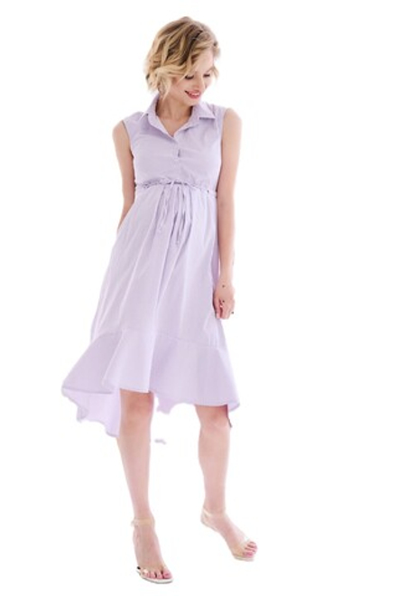 Платье для беременных и кормящих в фиолетовую полоску, размер 44