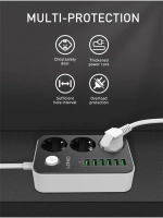 Удлинитель сетевой фильтр с  6 USB