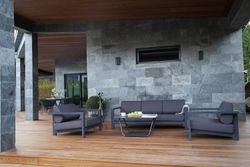 "Гранада" диван 3-местный, каркас алюминий темно-серый (RAL7024) муар, ткань темно-серая 027