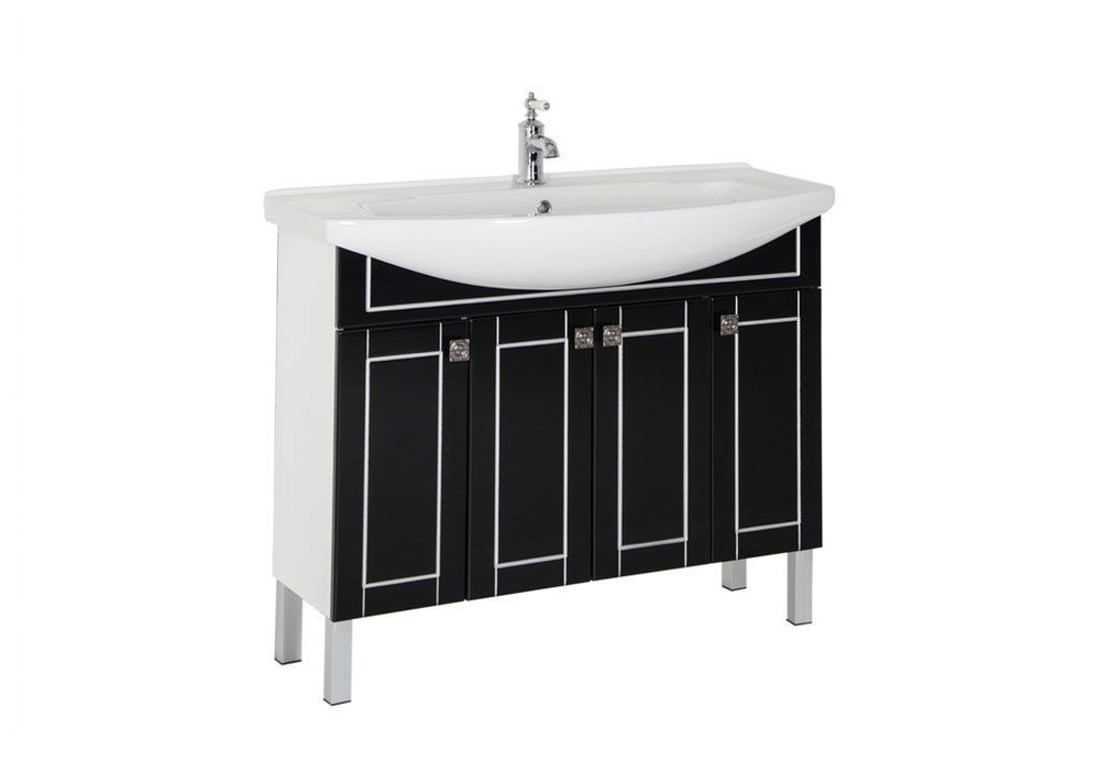 Тумба с раковиной Aquanet Честер 105 черный/серебро