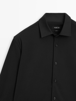 Massimo Dutti Эластичная рубашка облегающего кроя, черный