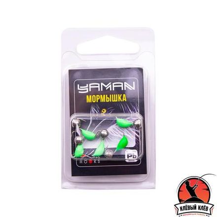 Мормышка безнасад. ЯМАН "Банан" зеленый, d-3,5 мм, вес 0,7 г, шарик никелированный