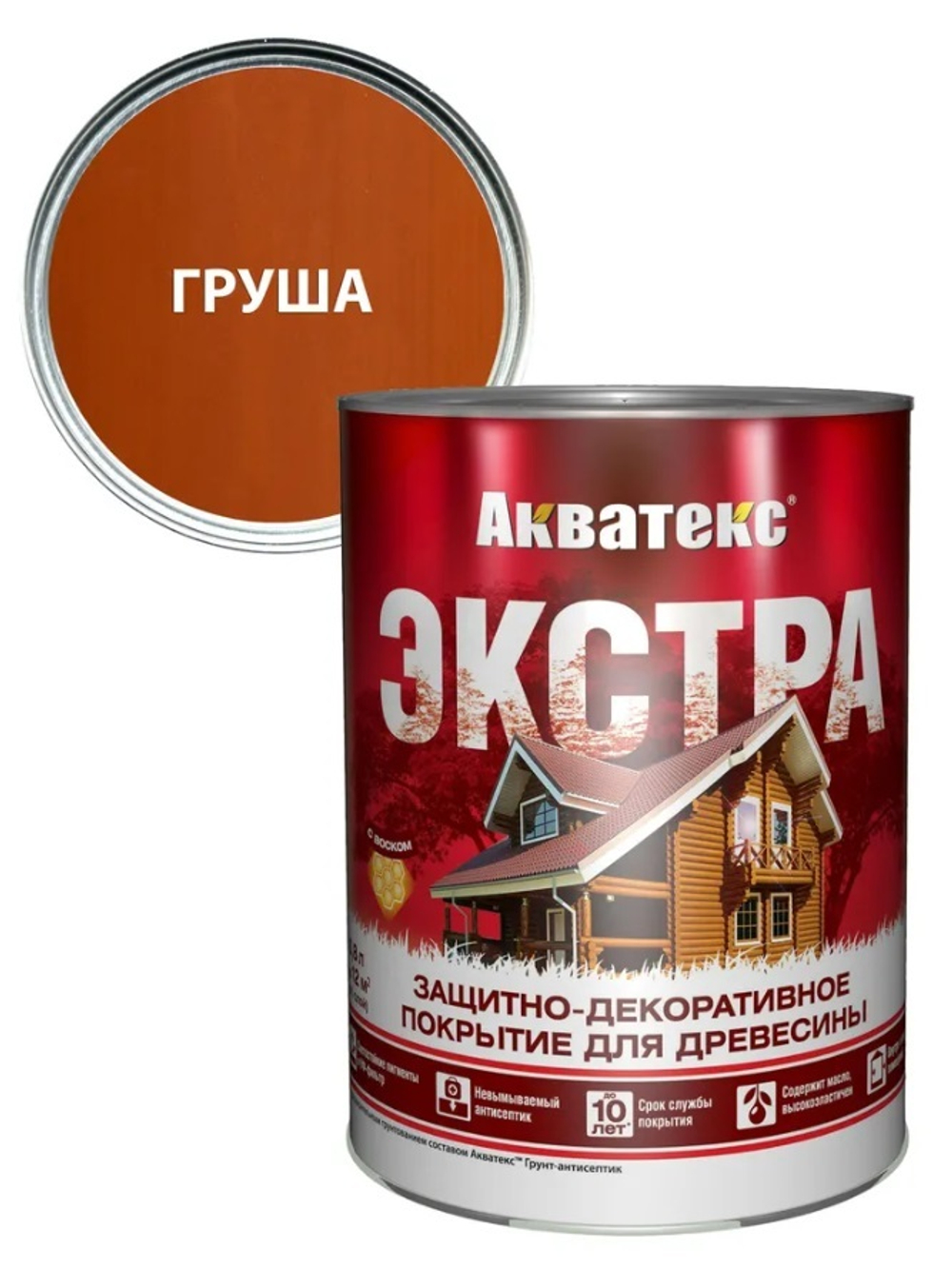 Защитно-декоративное покрытие для дерева АКВАТЕКС ЭКСТРА, груша, 0.8 л